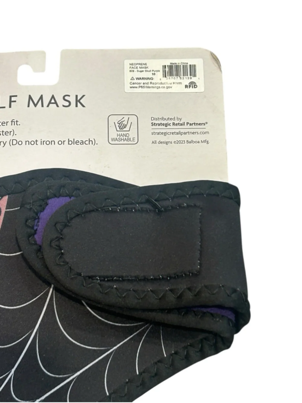 Pugs Half Mask Neoprene Black Sugar Skull Reversible Nylon Bound For Durability